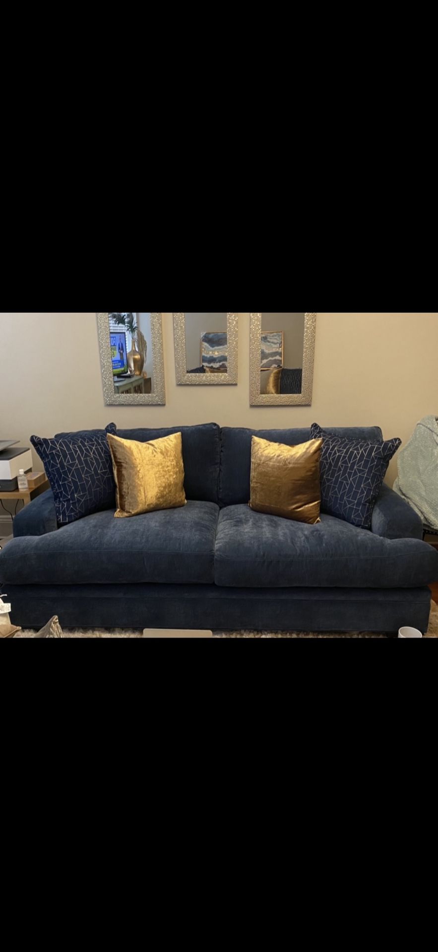 Navy Blue Deep Seated Sofa
