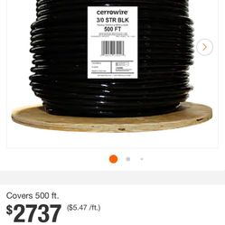 Cerrowire 500 ft. 3/0 Gauge Black Stranded Copper THHN Wir