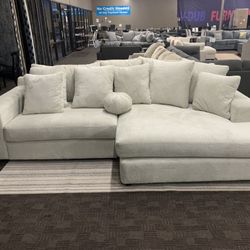 Deep Chaise White Cream Sectional