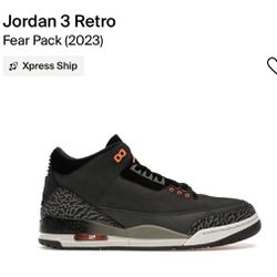 Jordan 3 Retro Fear Pack Size 9M