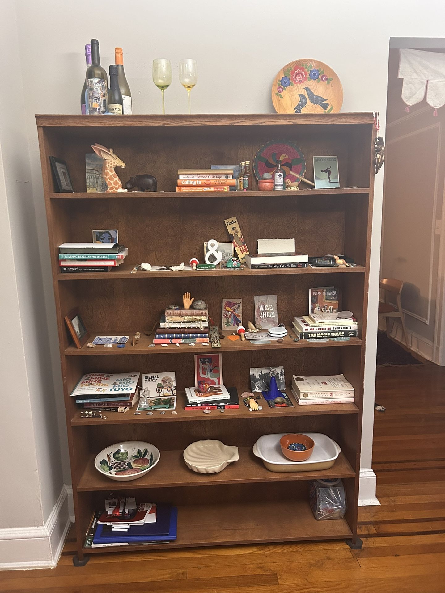 Real Wood Tall 5 Shelf Bookcase