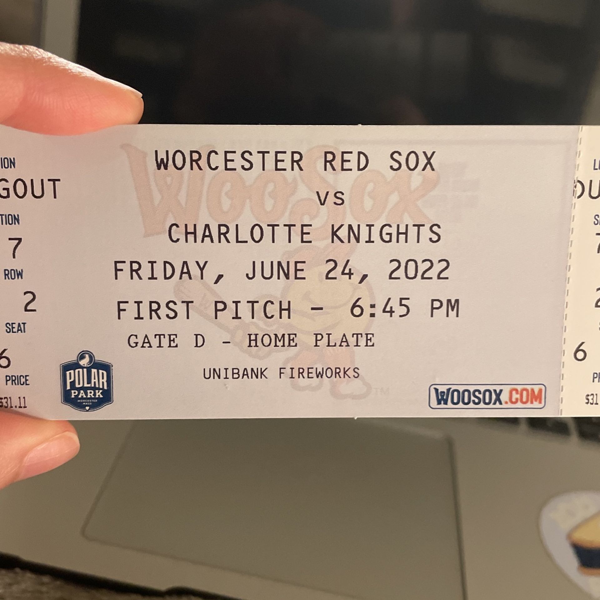 Woosox Game June 24th- Sale. I Have 2 Tickets. Original Price $32+ticket Fees 