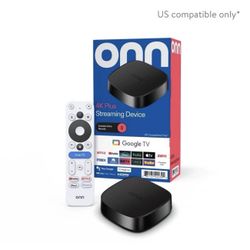 onn 4K Plus Streaming Device, Google TV - Ultra-fast Streaming, Stunning 4K UHD, 16GB Storage, 2GB RAM, Dolby Vision & Atmos, Remote with Voice Contro