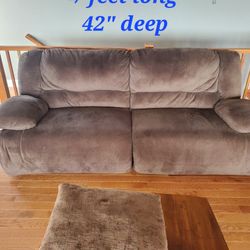 Reclining Brown Couch, $175, 7' Long, Good Condition Super Comfy Pickup In Huntley 