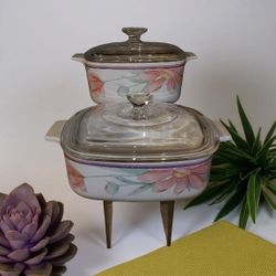Vintage 1989  Pyrex Corningware  Peony