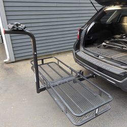 Hitch Mounted Cargo Carrier And Bike Rack