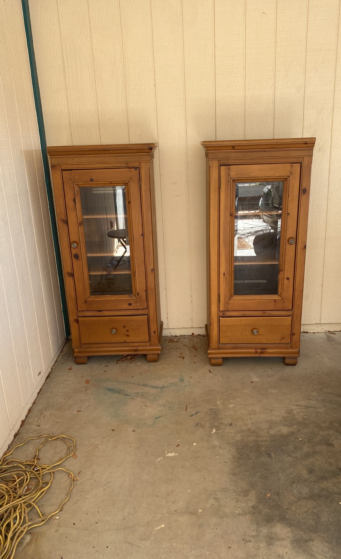 Nice Wood Shelves With Glass Doors