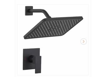 Matte Black Rain Shower Head and Valve Set