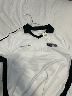 Cadillac white black polo shirt