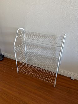 3-Tier White Wire Shelf Rack