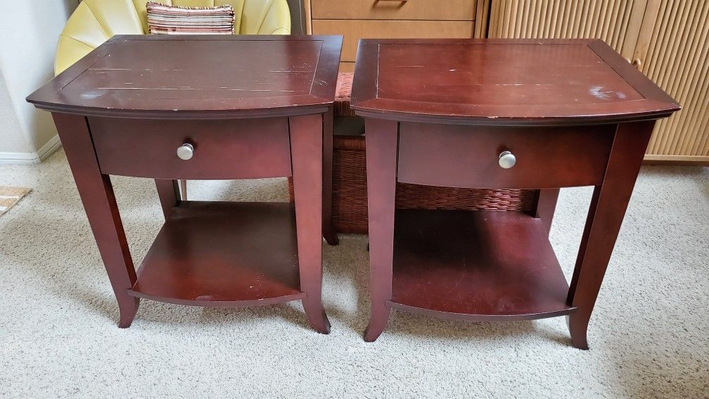 Set of 2 Crate&Barrel Solid Wood Nightstands