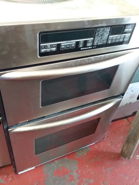 Stainless Steel Kitchenaid Microwave And Oven Combo In Good Working Condition