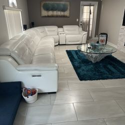 Leather sectional white