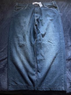 Baggy blue jeans