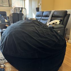 Chill Sack 5’ Black Suede Bean Bag (with Memory Foam)