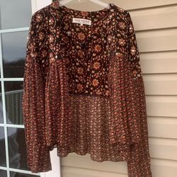 Stunning Free People maroon, brown Large open Jacket Shrug, Sequins. NWT