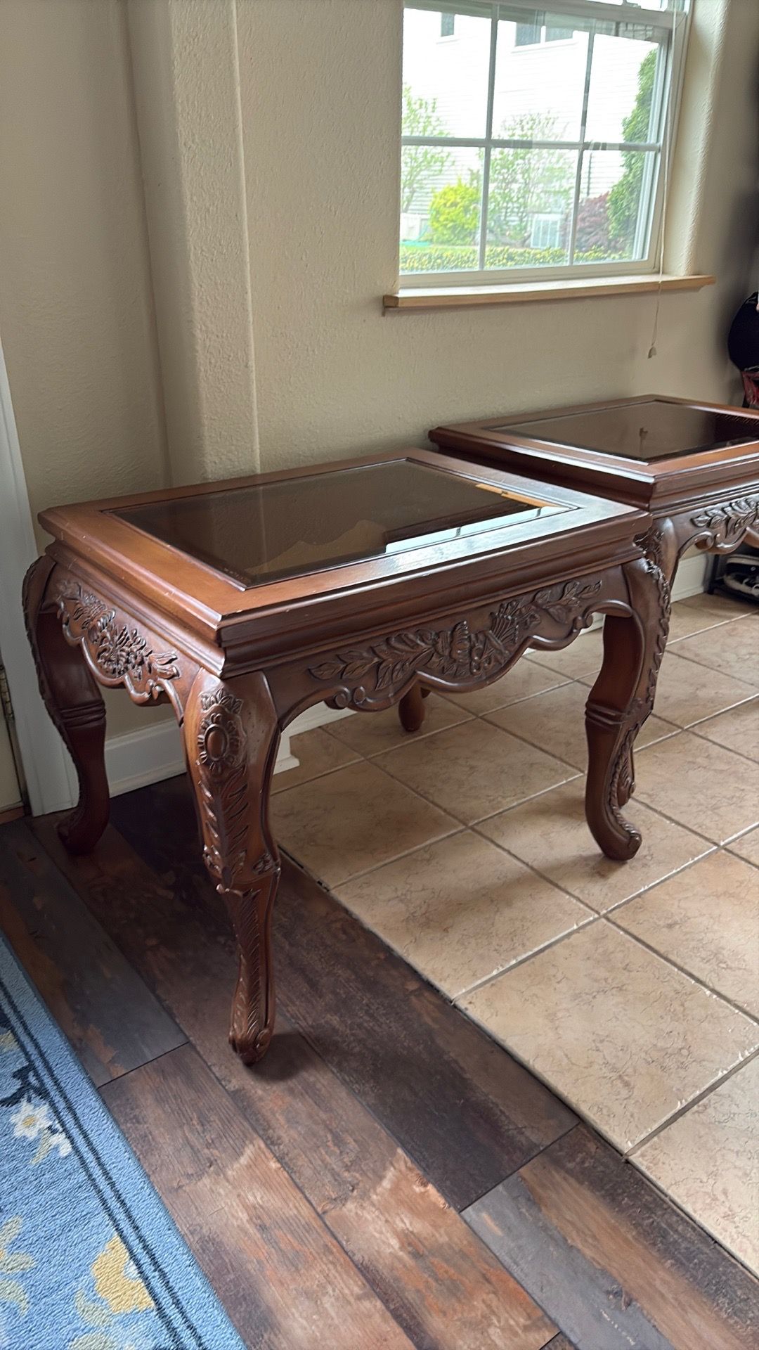 Glass top end tables