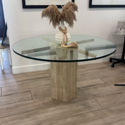 Italian Travertine Dining Table 