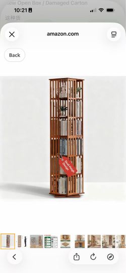 auxery Rotating Bookshelf Tower, 6-Tier 360° Bamboo Spinning Bookcase – Easy Assemble Revolving Book Shelf, Floor Standing Space-Saving Storage Book S