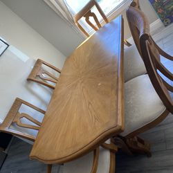 Solid Wood Dining Room Table 6 Chairs 
