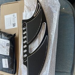 Black/chrome billet floor boards for Harley Davidson