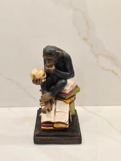 Darwin's Ape Monkey with Skull Figurine