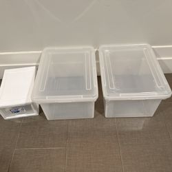 Simple Large Capacity Storage Box and  Sterilite Stackable Storage Drawer