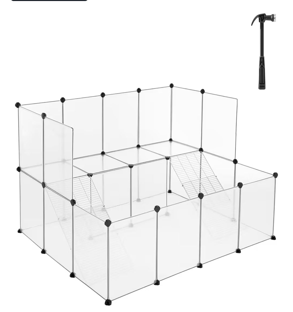 SONGMICS Guinea Pig Playpen w/ Dense Ramp Indoor Rabbit Run Hutch Cage Large Exercise Enclosure w/ Stairs