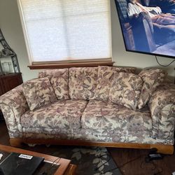Living Room Trio – Sofa, Loveseat & Glass Table | $260
