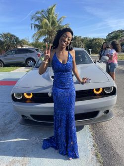Royal Blue Sequin Gown XS, Prom $300