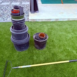 Lawn  Rake and Plant POTS 