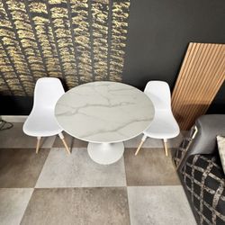 Marble Coffee Table & 2-4 Chairs