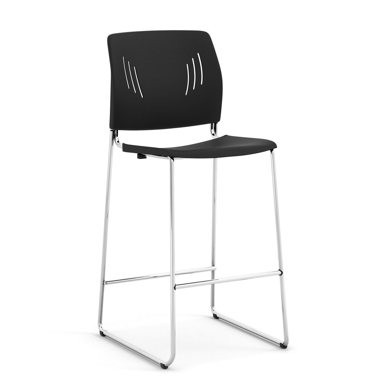 Poly Stool Chair With Footrest And Chrome Base