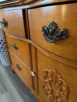 Vintage Wood Dresser with Ornate Hardware