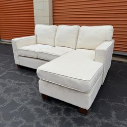 Free Delivery - White Sectional Couch with Reversible Chaise