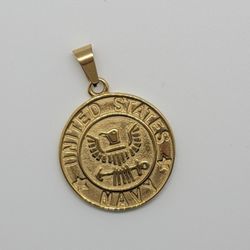 Gold Plated Navy Pendant