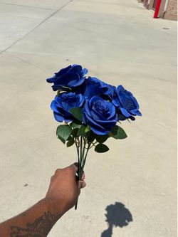 Royal Blue Rose Bouquet 9 Head Artificial Flower