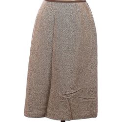 Liz Claiborne LizSport Brown Herring Bone Fitted Cotton & Silk Skirt - Size 2P