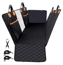 Dog Car Seat Cover for Back Seat, 100% Waterproof Dog Hammock for Car, 600D Scratchproof Nonslip Durable Dog Car Seat Cover with Mesh Window and Stora