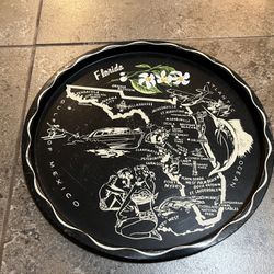 Round tray featuring Map of Florida, 11” diameter