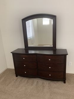 King Bed Frame , Dresser/Mirror, Nightstand