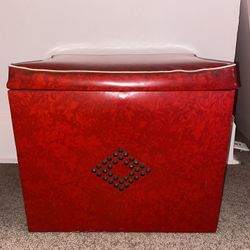 Vintage Regina Record Index Red Ottoman