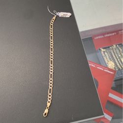 14k Gold Diamond Cut Figaro Bracelet 8” 10.5G 