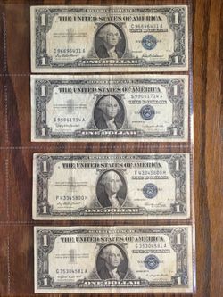 (4) Silver Certificates $125.00 CASH, TEXT FOR PRICES