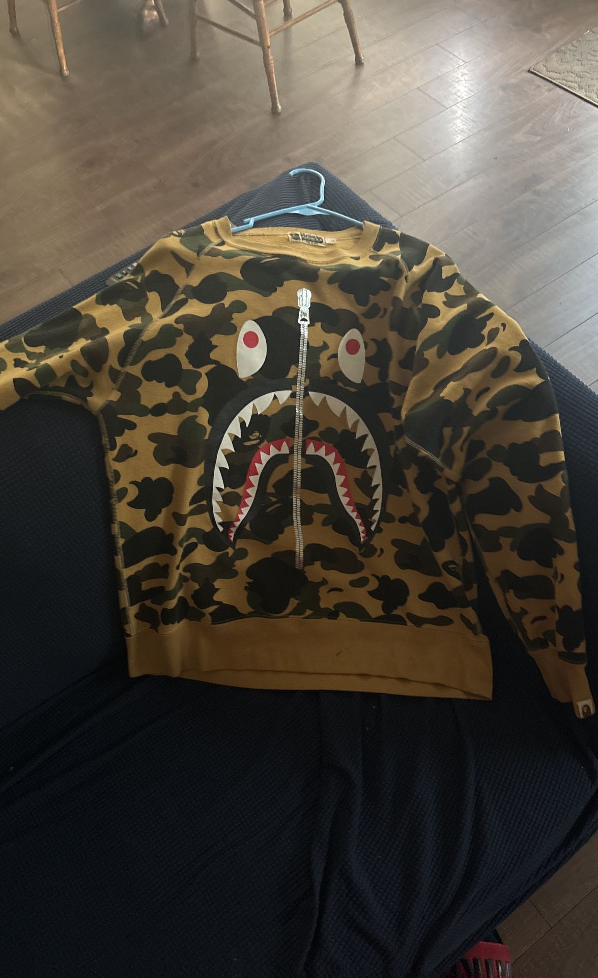 Bape 1st Camo Printed Zip Shark Crewneck