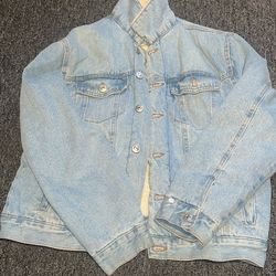 Light Blue Jean Jacket With Fur