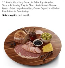New 21” Acacia Wood Lazy Susan For Table Top