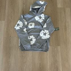 Grey Denim Tear Hoodie