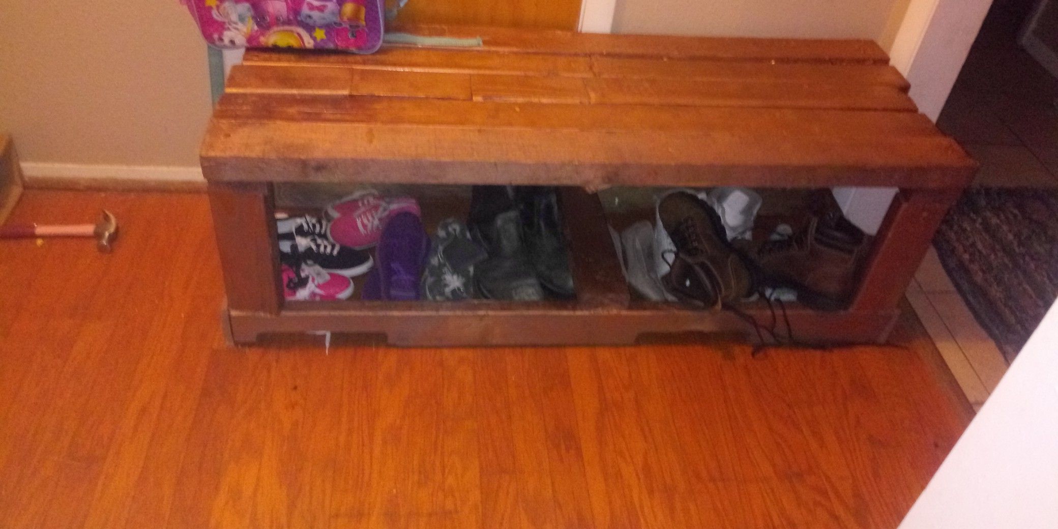 Handmade entryway bench