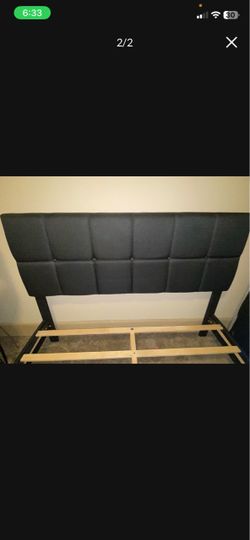 Dark Gray Tufted Upholstered Queen Bed Frame with Headboard